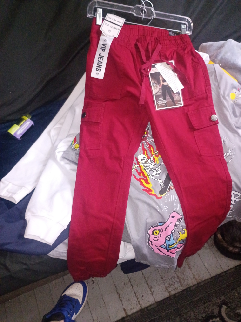 VIP Red Kids Cargo Joggers with Elastic Waist
